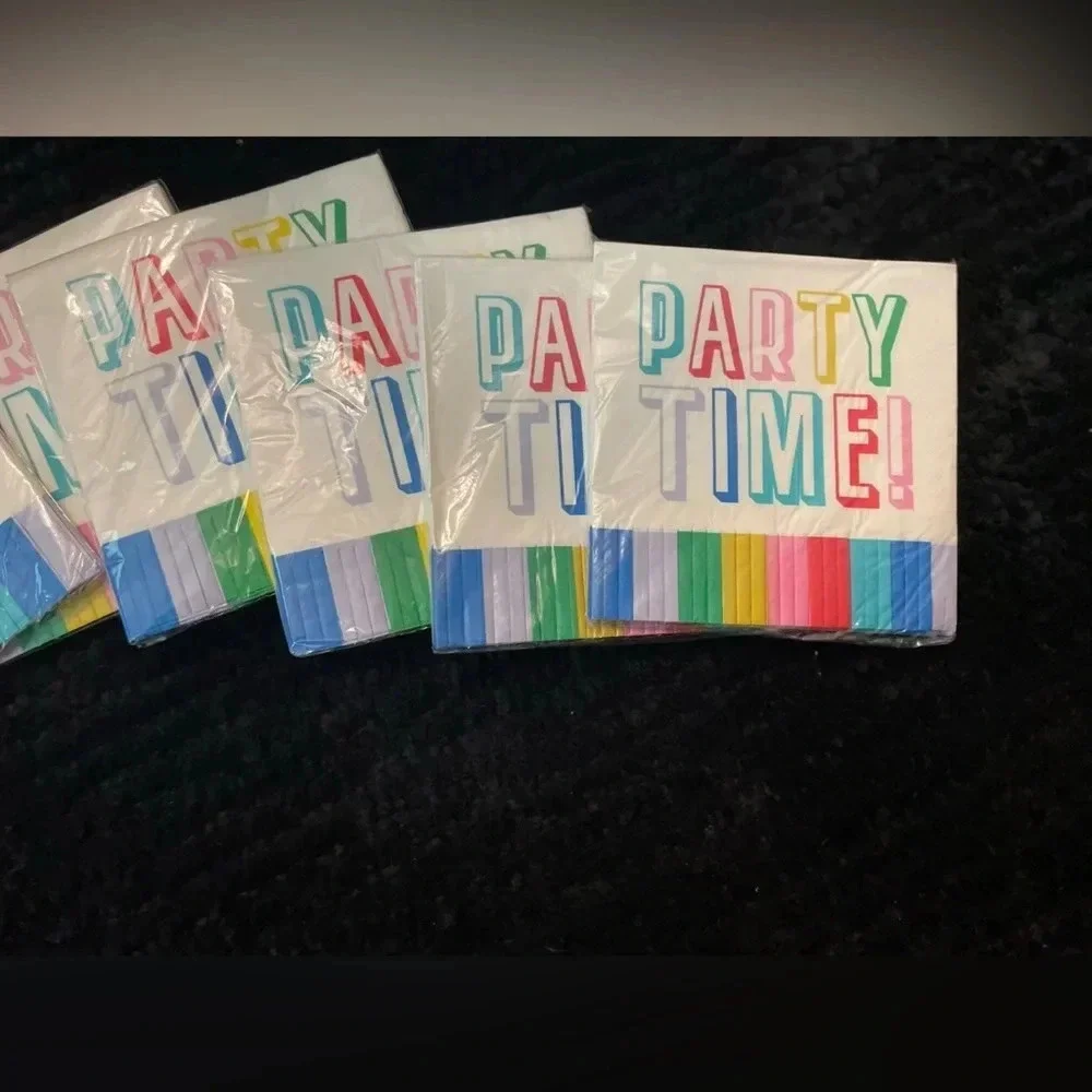 Party time bright and cheerful fringe 16 count napkins bundle